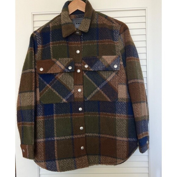BlankNYC Hit The Trail Shacket Flannel Brown Green Navy XS Cabin Outdoor Prairie - Picture 4 of 13